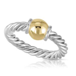 Cape Cod Twist Single Ball 14K Gold Ring Sterling Silver Band Sz 7